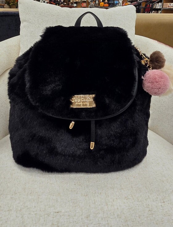Juicy Couture Handbags - Juicy Couture Black Faux Fur Backpack